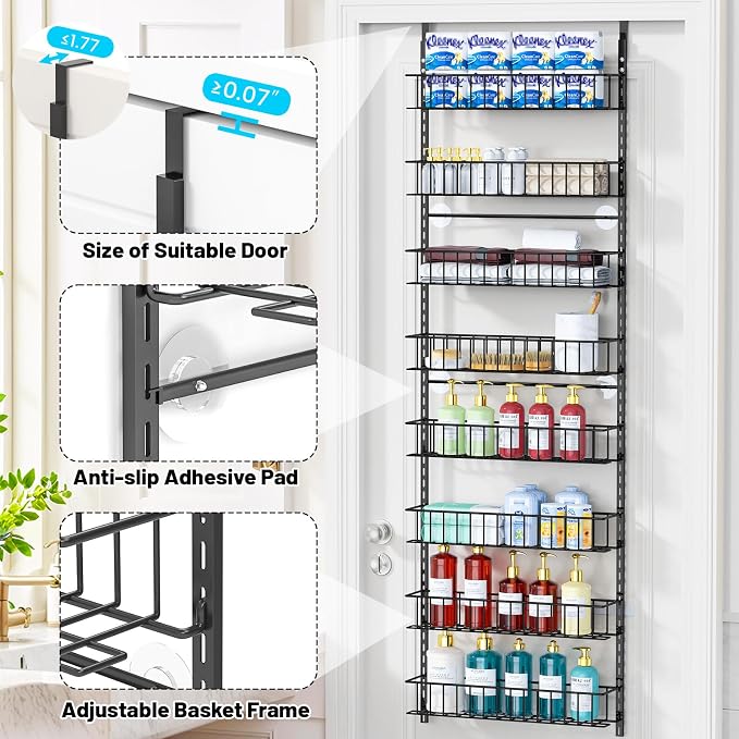 ElegantArray 8-Tier Pantry Door Oragnizer, Over The Door Pantry Organizer Rack - Image 7