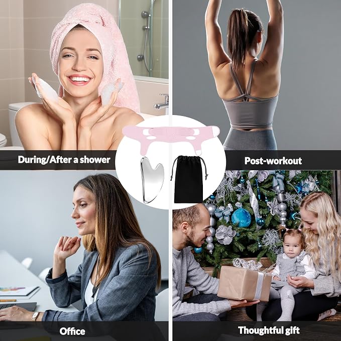 Stainless Steel Gua Sha Facial Tool & V Line Lifting Mask Set 2Pcs: Guasha Tool - Image 6