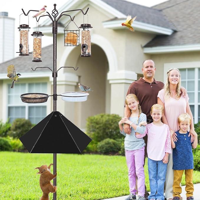 YINGYM 6-Hook Bird Feeding Station Kit, 94 Inch Heavy Duty Bird Feeder Stand - Image 7