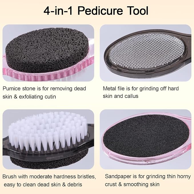 Foot Brush and Pumice Stone for Feet, 4-in-1 Foot File Callus Remover, Feet - Image 2
