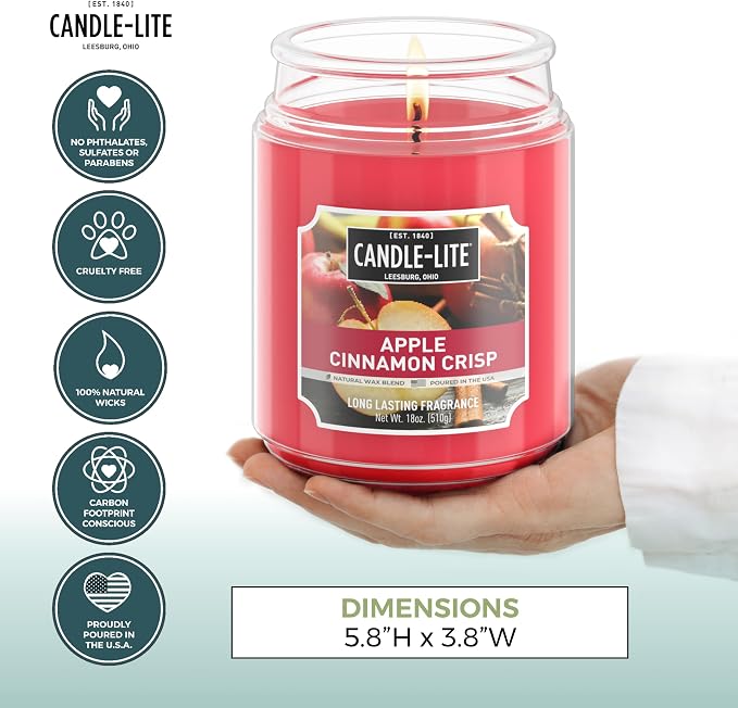 Candle-lite Fall Scented Candles, Apple Cinnamon Crisp, 18 oz Jar, Proudly - Image 4