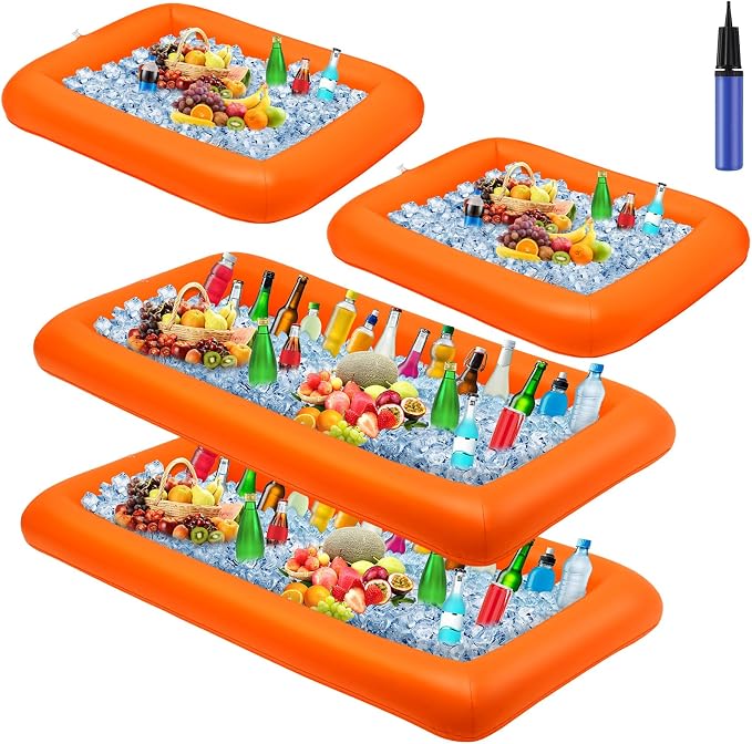 Leitee 4 Pcs Inflatable Ice Serving Bars Buffet Serving Tray Drink Cooler by Leitee