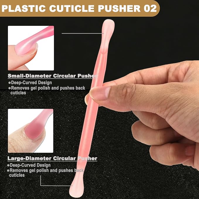 2Pcs Plastic Cuticle Pusher, Dual-end Dead Skin Nail Pusher, Gentle Plastic - Image 3
