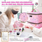 SAVILAND Nail Polish Organizer Bag: PU Leather Nail Polish Storage Organizer - Image 2
