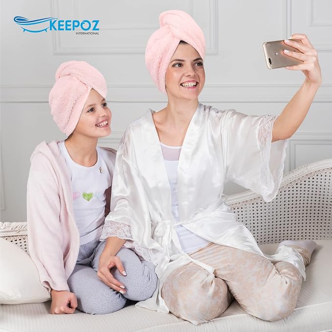 KEEPOZ Hair Towel Wrap Quick Dry 100% Cotton Super Absorbent Turban Head Wrap - Image 7