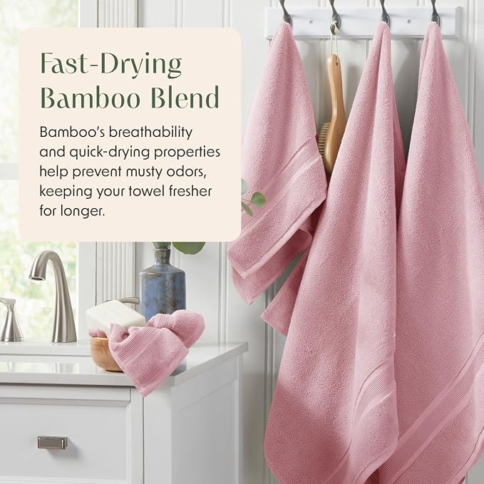 Springtree Home Luxury Bamboo Rayon Bath Towel Set 6 Piece Set | 35% Bamboo - Image 4
