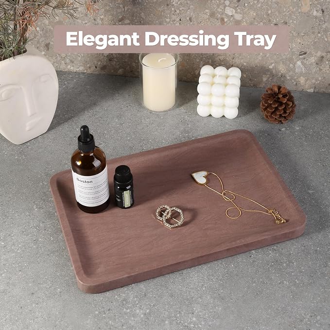 Karibiber Marble Vanity Tray, 11.8in Sandstone Bathroom Kitchen Tray - Image 5