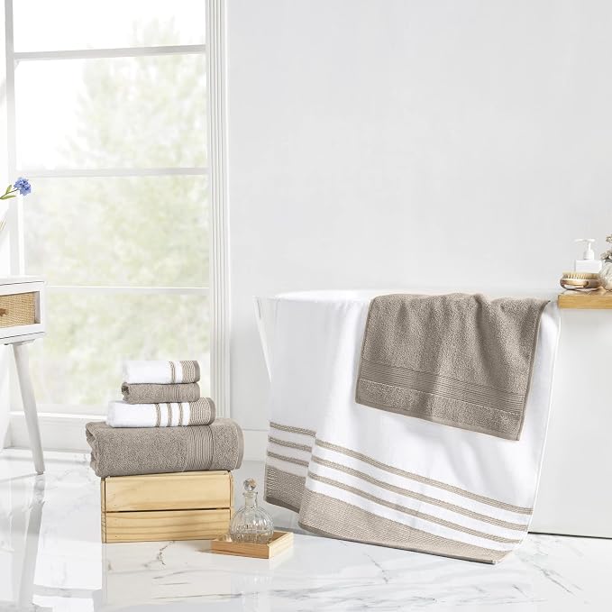 Modern Threads 6-Piece Towel Set – 100% Cotton, Quick Dry, Ultra Absorbent – - Image 4