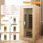 Far Infrared Sauna, 1 Person Infrared Sauna, Canadian Hemlock Wood 1290W - Image 6