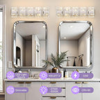 Modern LED Bathroom Light Fixtures Dimmable 5-Light Chrome Vanity Light - Image 2