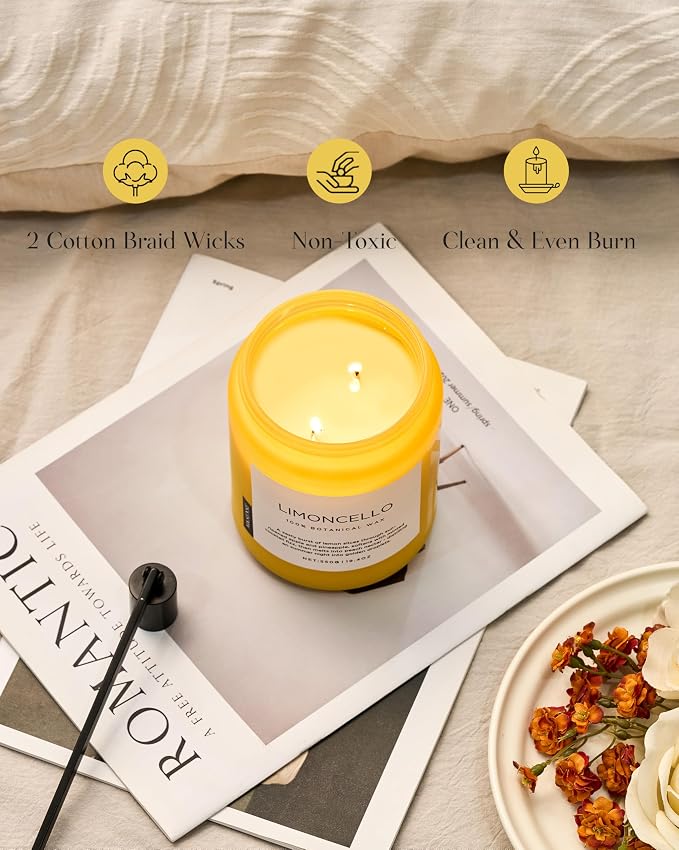 M&SENSE Limocello Summer Scented Candle, 19.4oz 110 Hours Long Burning Time - Image 5
