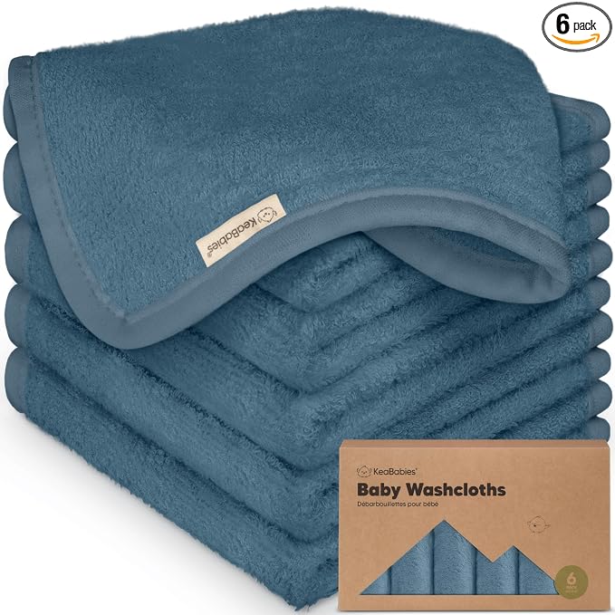 6-Pack Baby Washcloths – Soft Absorbent Viscose from Bamboo Washcloths by KeaBabies