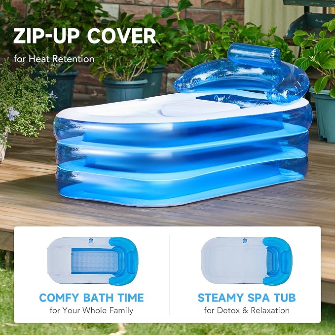 CO-Z Inflatable Bathtub with Electric Air Pump and Bath Pillow Headrest - Image 5
