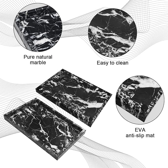 Pure Natural Marble Tray for Bathroom, Sink. Cosmetics, toiletries, etc. can be - Image 3