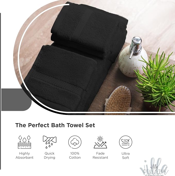 100% Cotton Bath Towel Set of 24-6 Bath Towels, 6 Hand Towels, 12 Wash Cloths - Image 3