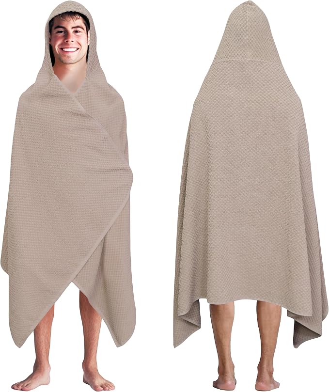 COTTON CRAFT Hooded Bath Towel – Oversized 35 x 70 Waffle Weave Towel by COTTONCRAFT