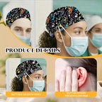 Adjustable Scrub Cap with Buttons & Sweatband, Working Hat with Elastic Tie Back - Image 6