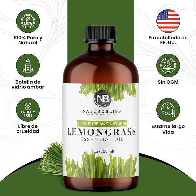 NaturoBliss 100% Pure Lemongrass Essential Oil Therapeutic Grade Premium Quality - Image 5
