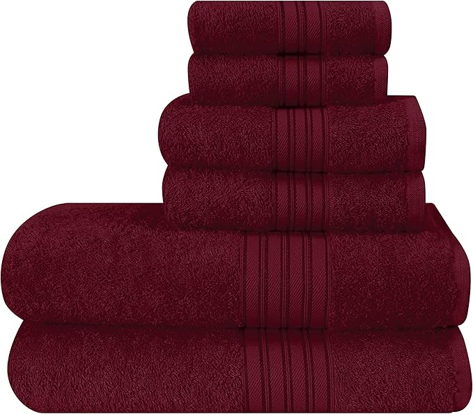 BOUTIQUO 6 Pack Cotton Towel Set, Contains 2 Bath Towels 28x55 inch, 2 Hand by BOUTIQUO