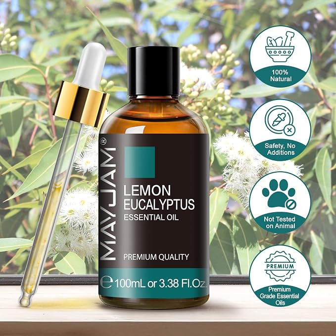 Lemon Eucalyptus Essential Oil, MAYJAM 3.38FL.OZ/100ML Large Volume Lemon - Image 6