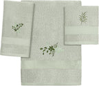 3 Pcs Eucalyptus Leaves Bathroom Towel Set Farmhouse Embroidered Eucalyptus by Unknown