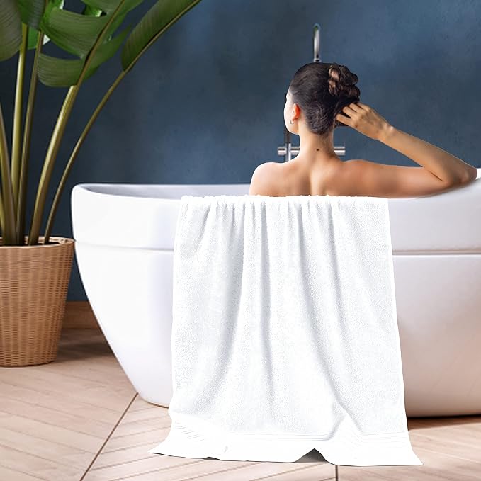 BOUTIQUO 100% Cotton 2 Pack Bath Towel Set 28x55 inches, Eco-Friendly Large - Image 5