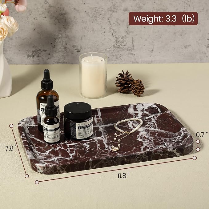 Marble Vanity Tray, 11.8in Stone Bathroom Tray - Image 5