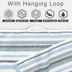 Blue Striped Towels Set of 3, 100% Cotton, Quick Dry, Soft & Absorbent Luxury - Image 3