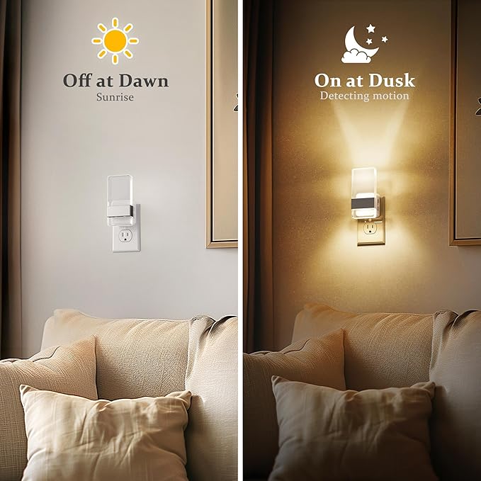 JandCase Night Lights Plug into Wall, Dusk to Dawn Sensor, 3000K Soft White LED - Image 3