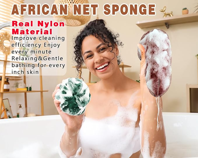 2 Pack African Net Sponge Exfoliating Body Scrubber Bath Sponge - Image 3