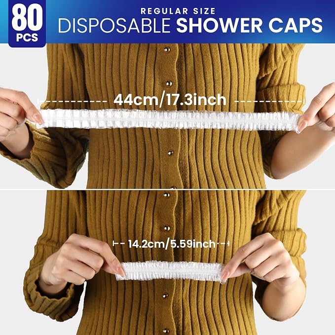 LEOBRO Shower Cap, Plastic Shower Caps Disposable, Plastic Hair Caps, Deep - Image 3
