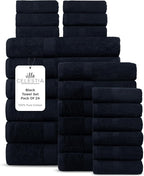 100% Cotton Bath Towel Set of 24-6 Bath Towels, 6 Hand Towels, 12 Wash Cloths by VillaCelestia