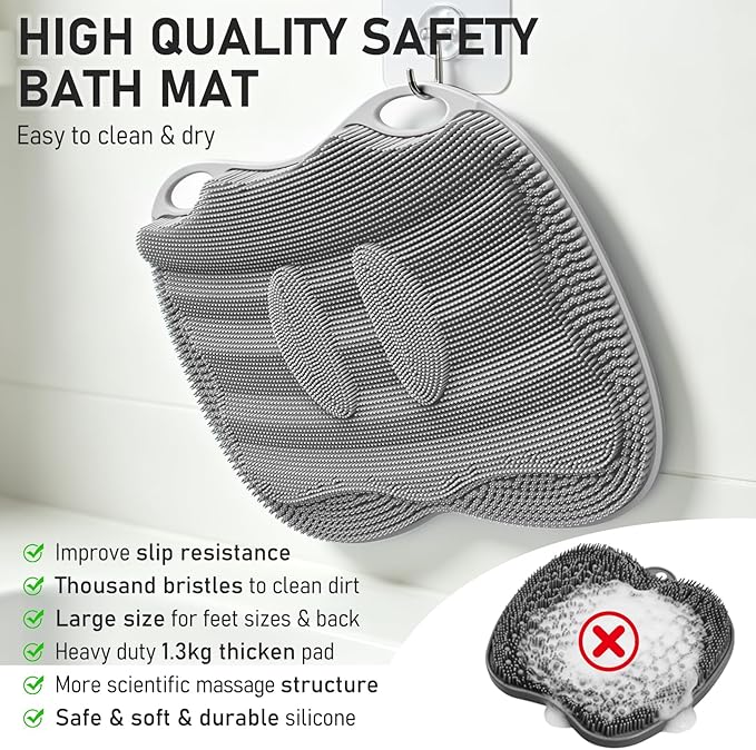 Shower Foot Scrubber Mat XL, Silicone Feet Toes Massage Cleaner -Upgraded Long - Image 6