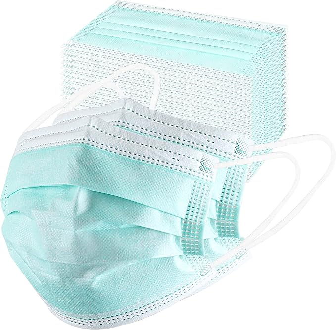 akgk Disposable Face Masks 100Pcs, 3 Layer Protective Face Mask Green Face Masks by akgk