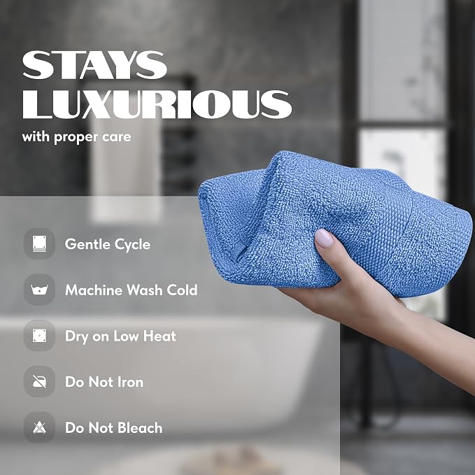 White Classic Light Blue Hand Towels - Image 6