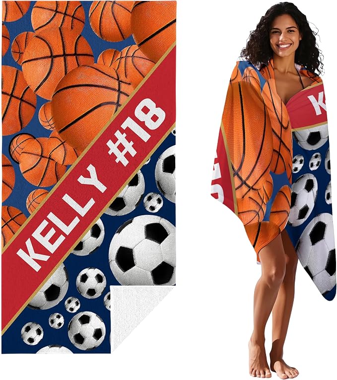 Personalized Beach Towel With Name, Custom Beach Towel with Text, Customized - Image 2