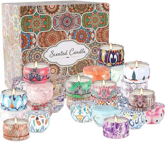 YOROXRG 36 Pack Multicolored Scented Candles Gifts Soy Wax Travel Tin Jar by YOROXRG