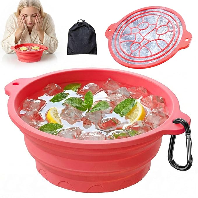 Face Ice Bath Bowl with Built-in Ice Tray, Collapsible Silicone Face Bowl by Dtuoen
