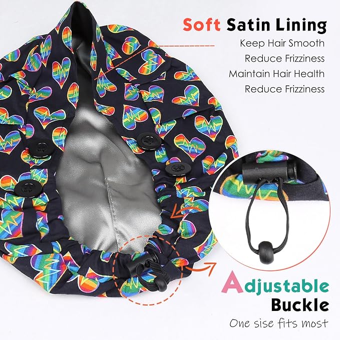 2 Pack Satin Lined Bouffant Scrub Caps - Image 3
