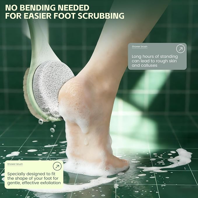 Back Scrubber for Shower, Long Handle Exfoliating Brush, Dual-Sided Bath Brush - Image 5