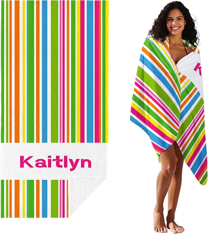 JML Custom Beach Towel with Name, Personalized Microfiber Beach Towel with Name - Image 2