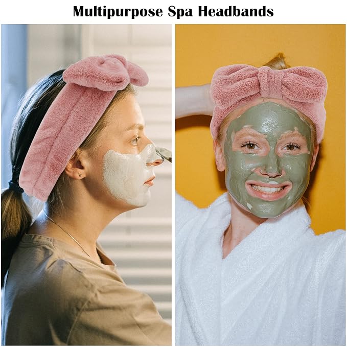 Ondder Spa Headband for Washing Face 8 Pack Dark Pink Skincare Headbands for - Image 4