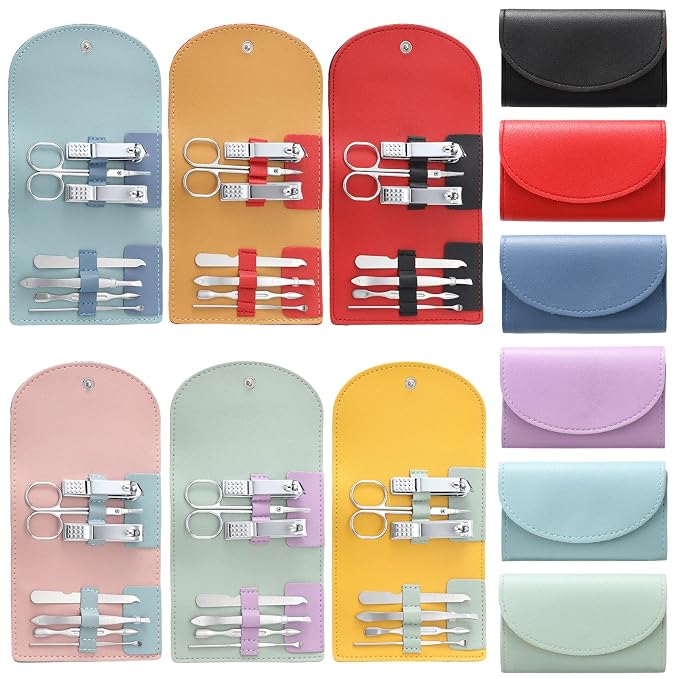 12 Set Manicure Set Bulk Mini Manicure Nail Clipper Kit 7 in 1 Stainless Steel by Lanties
