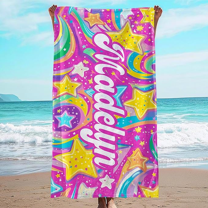 JML Custom Beach Towel with Name, Personalized Microfiber Beach Towel with Name by JML