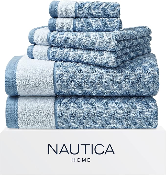 Nautica - Bath Towel Set, Cotton Bath, Hand & Washcloths, Absorbent & Quick-Dry by Nautica