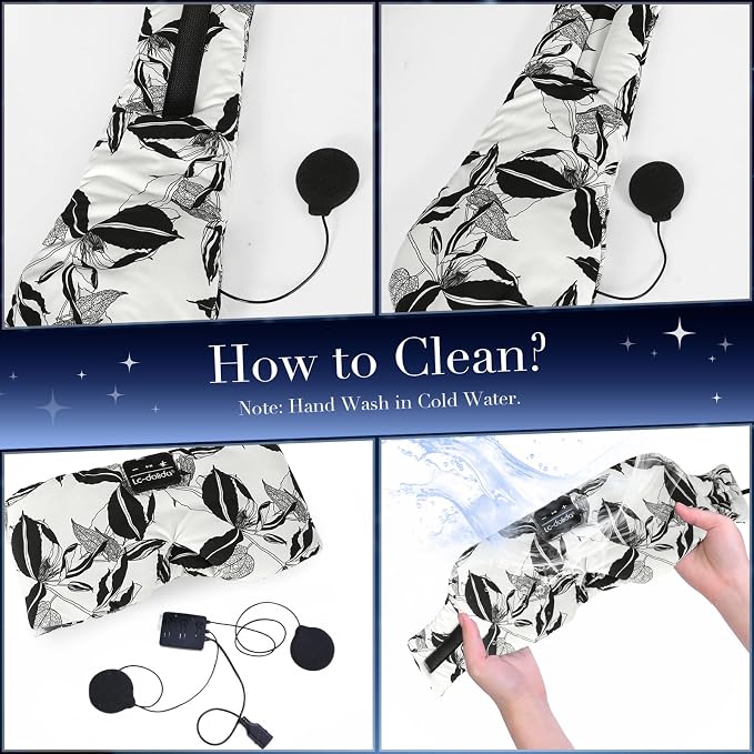 LC-dolida Sleep Mask with Bluetooth Headphones, Extra Large Silk Eye Mask - Image 7