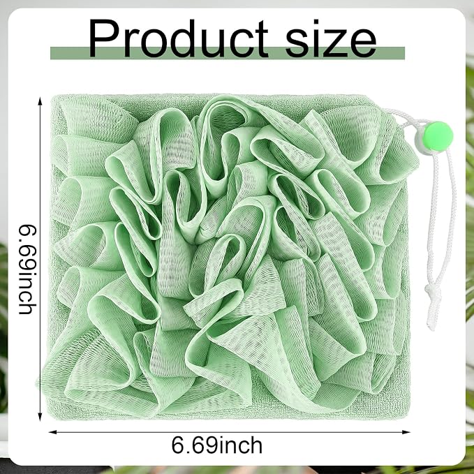 6 Pack Washcloth Loofah Combo 2 in 1 Drawstring Loofah Sponge - Image 2
