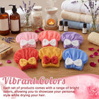 18 Pcs Hair Drying Caps with Cute Bow Fast Drying Soft and Absorbent Wet Hair - Image 3