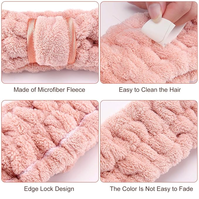 WILLBOND 4 Pack Microfiber Headbands Spa Facial Headbands Makeup Head bands - Image 3