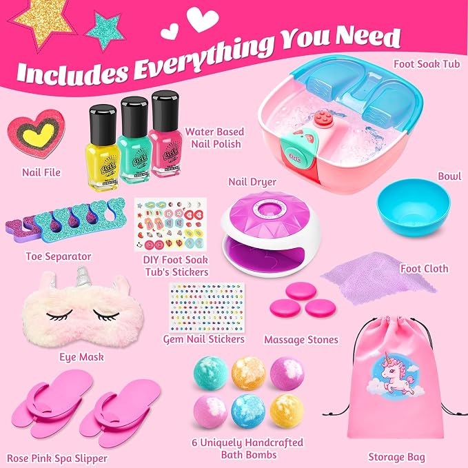 Kids Spa Day Kit for Girls, Foot Spa - Image 8